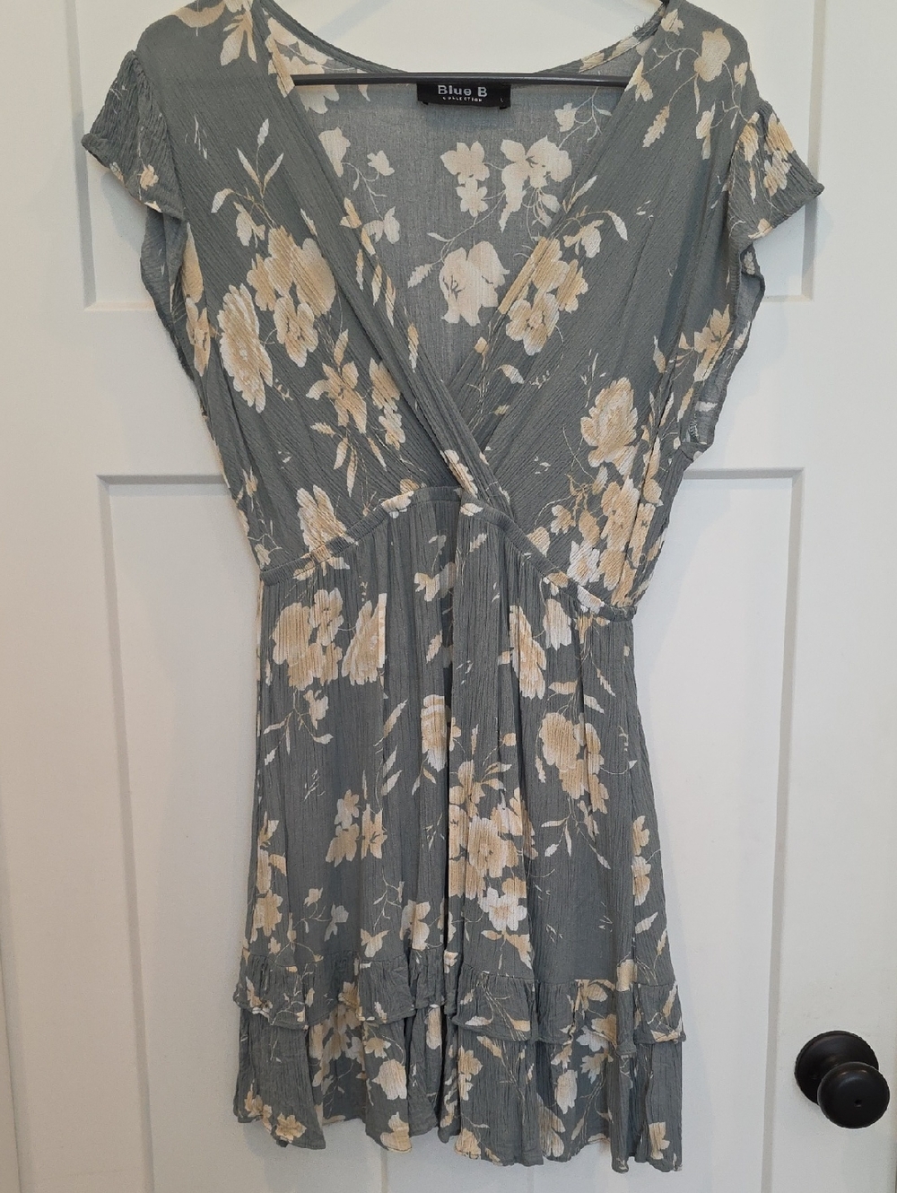 Floral Women’s Dress in Sage with Cream Flowers